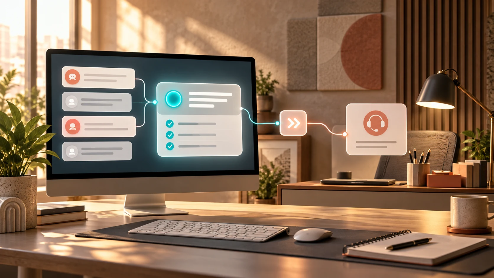 A customer support workflow showing helpful AI responses and a clear handoff path