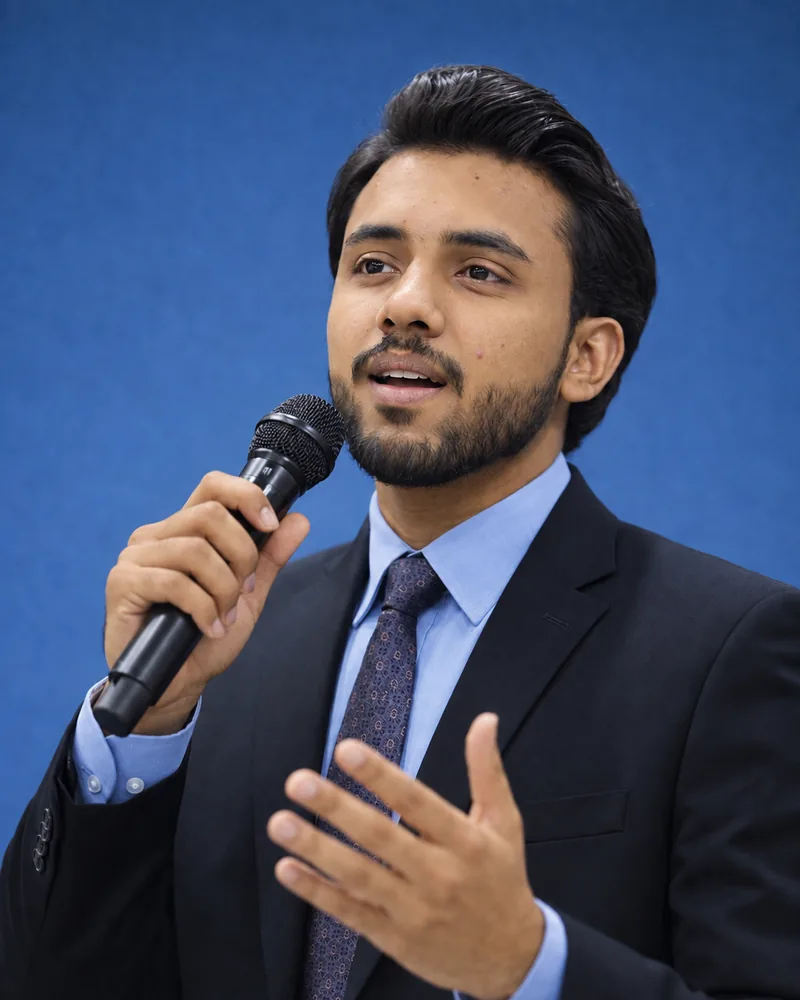 Abdul Rafay, founder of Norlexia, speaking at an event