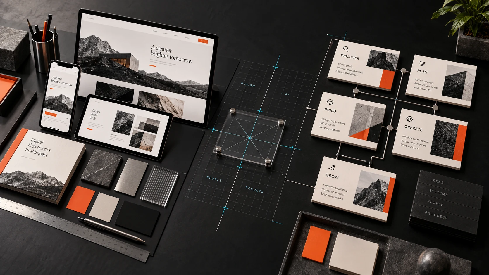 A crafted digital service system combining responsive website design with practical AI workflows
